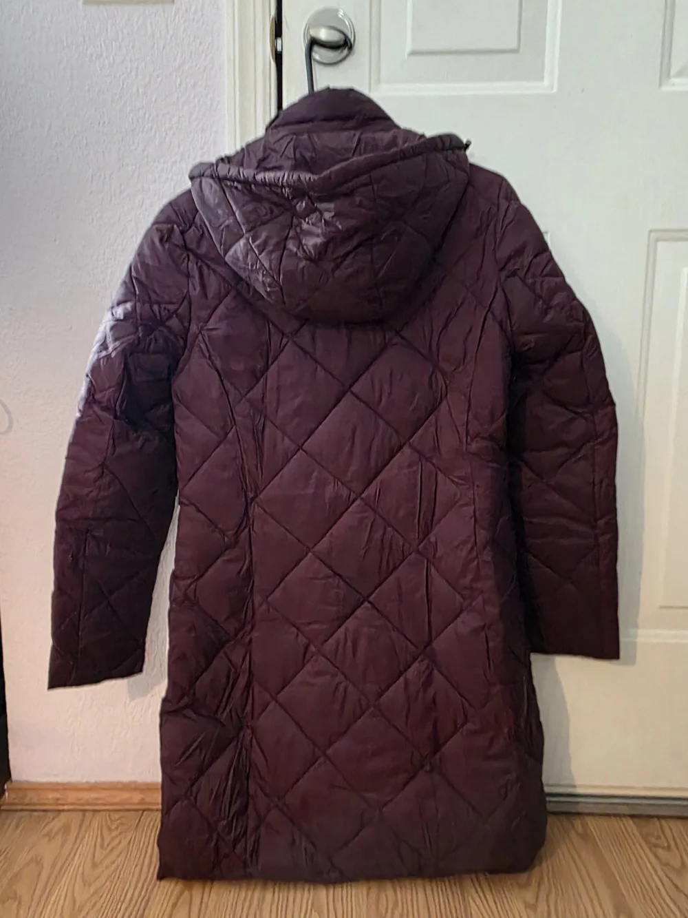 Michael Kors Small  Hooded Quilted Long Puffer Coat - Plum